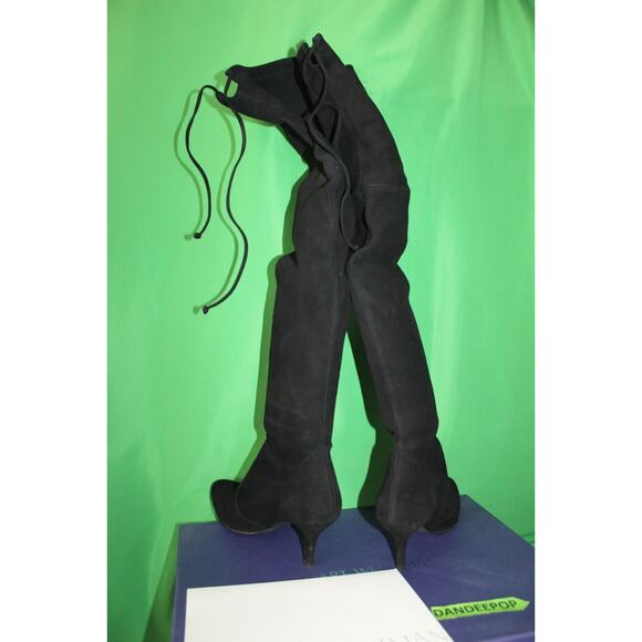 Stuart Weitzman Tiemodel Black Suede High Heel Boots G232996 Women's 6.5M - Picture 8 of 16